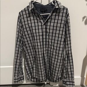 Black and White Plaid Lightweight Shirt Jacket